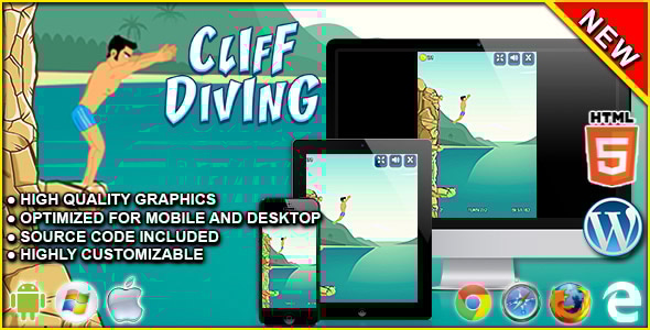 Cliff Diving - HTML5 Skill Game - CodeCanyon Item for Sale