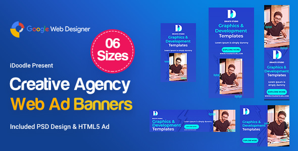 Creative, Startup Agency Banners HTML5 Ad D39 - GWD & PSD - CodeCanyon Item for Sale