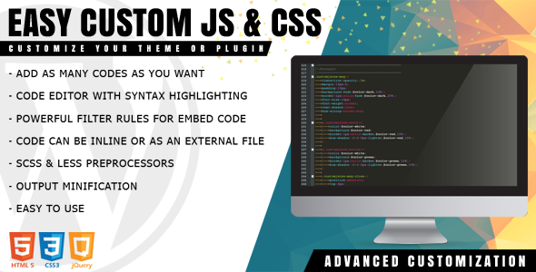 Easy Custom JS and CSS - WordPress Customization by Avirtum | CodeCanyon