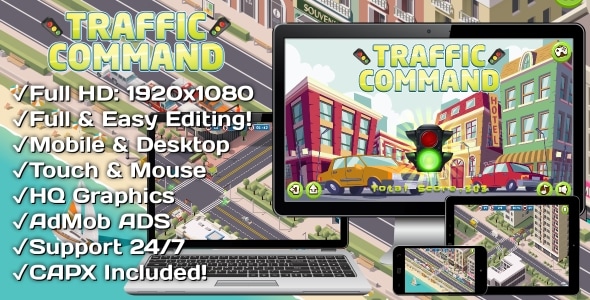 Traffic Command - HTML5 Game + Mobile Version! (Construct 3 | Construct 2 | Capx) - CodeCanyon Item for Sale