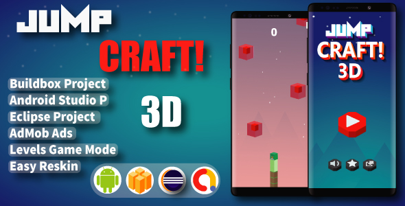 Jump Craft 3D ( BuildBox Project + Admob + Bbdoc ) - CodeCanyon Item for Sale