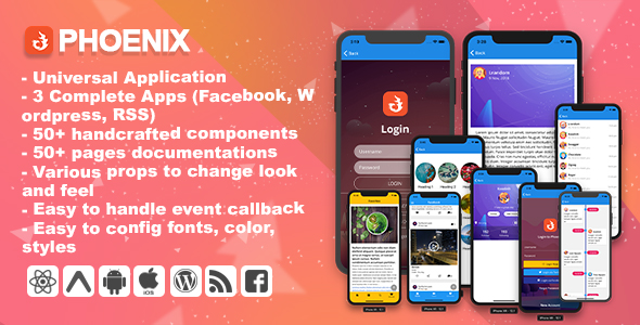 Phoenix - Full multipurpose React-Native Application & UI Component - CodeCanyon Item for Sale