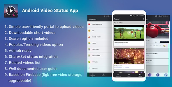 Android Video Status app + Admob ready - CodeCanyon Item for Sale