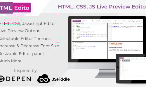 HTMLEdito - HTML, CSS, JavaScript Live Editor by pngvector | CodeCanyon