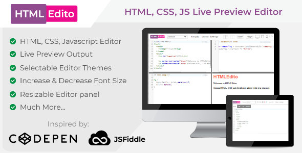 HTMLEdito - HTML, CSS, JavaScript Live Editor - CodeCanyon Item for Sale