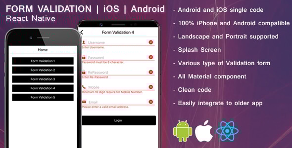 React native Form Validation - CodeCanyon Item for Sale
