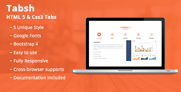 Tabsh HTML 5 & CSS3 Tabs - CodeCanyon Item for Sale