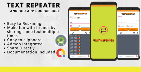 Text Repeater - Android Native App Source Code - CodeCanyon Item for Sale
