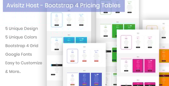 Avisitz Host - Bootstrap 4 Pricing Tables - CodeCanyon Item for Sale