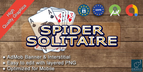 SPIDER SOLITAIRE (Admob + GDPR + Android Studio) - CodeCanyon Item for Sale