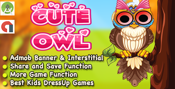 Cute Owl Dress Up Game For Kids + Ready For Publish + Android - CodeCanyon Item for Sale