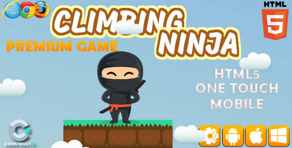 Climbing Ninja - HTML5 Game (Construct 2)(Construct 3) - CodeCanyon Item for Sale