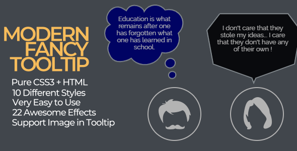 Modern Pure CSS3 Tooltips Pack - CodeCanyon Item for Sale