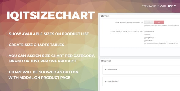 Flexible size guide(chart) & sizes on product list - CodeCanyon Item for Sale