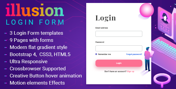 Illusion Modern Responsive Login Layouts - CodeCanyon Item for Sale