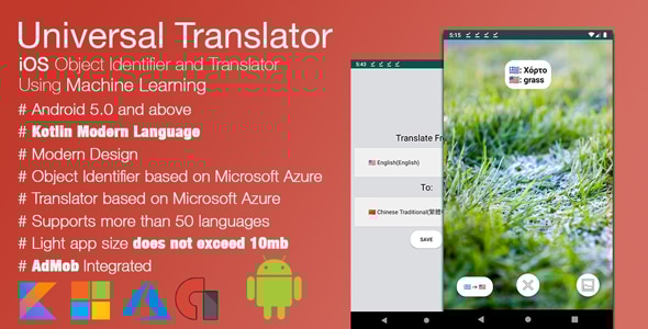 Universal Translator - Kotlin Android Object Identifier and Translator Using Machine Learning Models - CodeCanyon Item for Sale