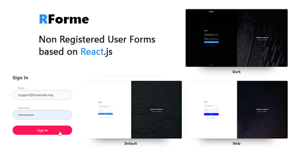 RForme - React Login, Sign Up, Non Registered users Forms - CodeCanyon Item for Sale
