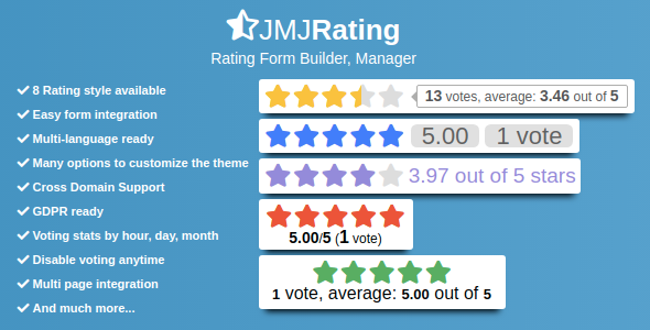 JMJRating: Rating Form Builder, Manager - CodeCanyon Item for Sale