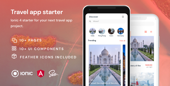 Travel App | Ionic 4 | Angular | UI Theme | Template App | Starter App & Components - CodeCanyon Item for Sale