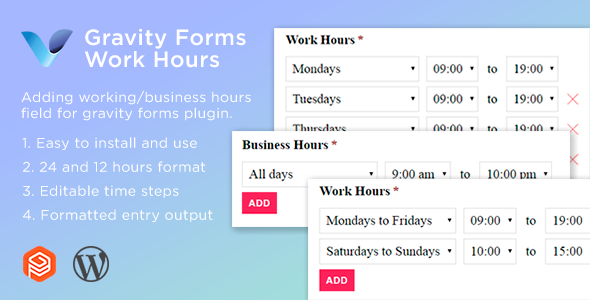 Gravity Forms Work Hours Field - CodeCanyon Item for Sale