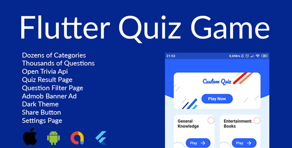 Quiz Flutter App(Android&IOS) - CodeCanyon Item for Sale