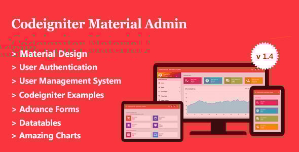 Codeigniter Material Admin + User Management System - CodeCanyon Item for Sale
