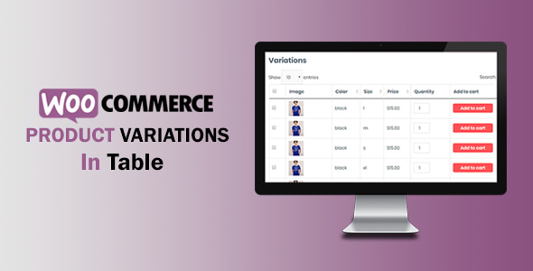 WooCommerce Variations In Table - CodeCanyon Item for Sale