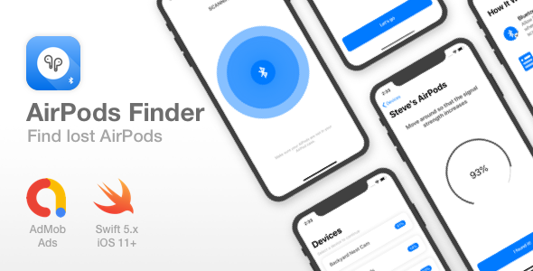 AirPods Finder - Locate lost Bluetooth Devices - Full iOS app - CodeCanyon Item for Sale
