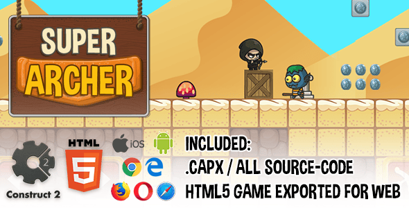 Super Archer HTML5 Platform Game - Construct 2 (.capx + source-code) - CodeCanyon Item for Sale