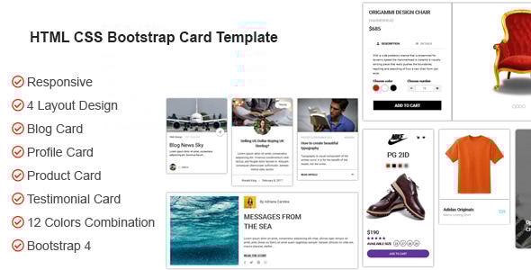 HTML CSS Bootstrap Card Template - CodeCanyon Item for Sale