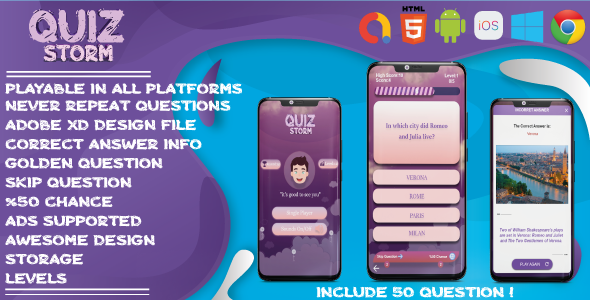 Quiz Game Storm - HTML5 Quiz App - CodeCanyon Item for Sale