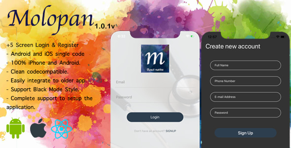 Molopan | React native Login & Register - CodeCanyon Item for Sale
