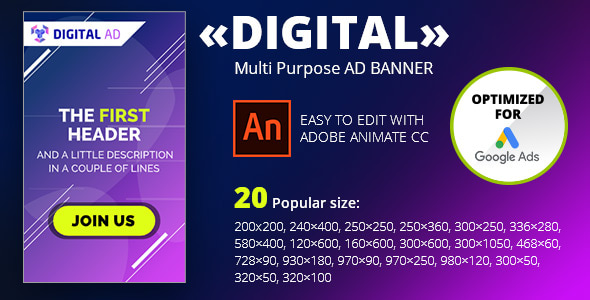 «DIGITAL» Multi Purpose AD BANNER | Adobe Animate CC - CodeCanyon Item for Sale