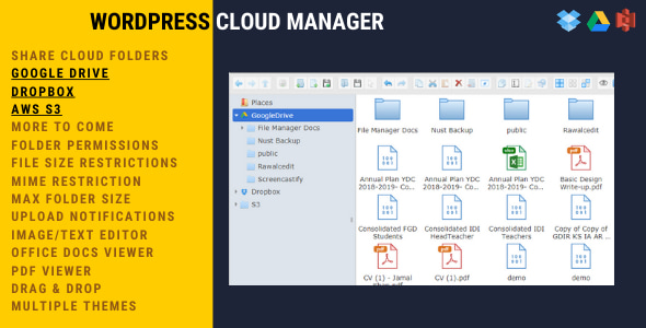 WordPress Cloud Manager | Dropbox - Google Drive - S3 Folder Sharing - CodeCanyon Item for Sale