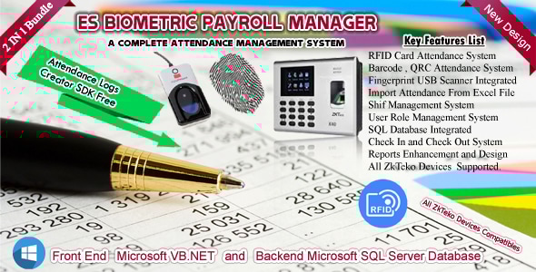 ES Biometric / RFID / QRC / Barcode Attendance & Payroll Manager - CodeCanyon Item for Sale