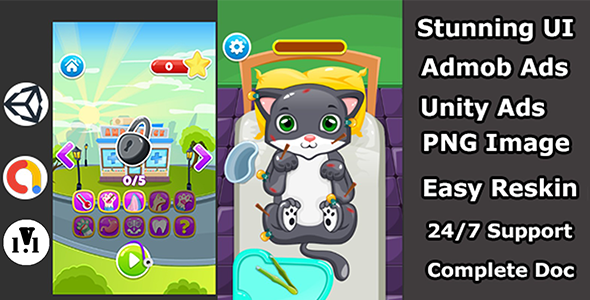Sick cat Doctor Treatment unity3d android game - CodeCanyon Item for Sale