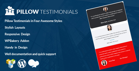 Pillow Testimonial Addon WPBakery Page Builder - CodeCanyon Item for Sale
