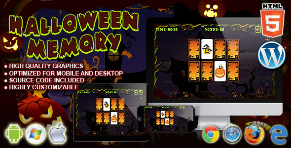 Halloween Memory - HTML5 Puzzle Game - CodeCanyon Item for Sale