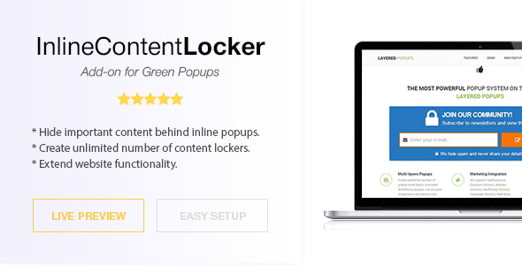Inline Content Locker - Green Popups Add-On - CodeCanyon Item for Sale