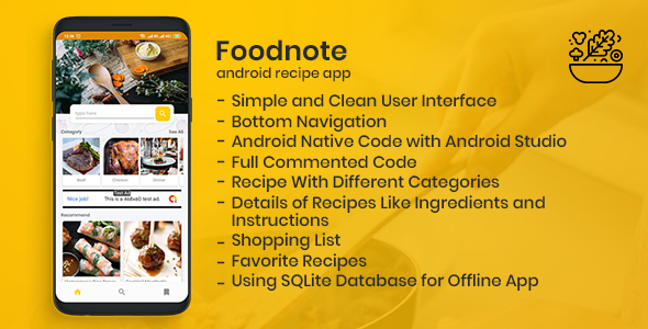 Foodnote Recipe App for Android SQLite - CodeCanyon Item for Sale
