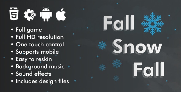 Fall Snow Fall - Endless HTML5 Falling Game Construct 2 - CodeCanyon Item for Sale