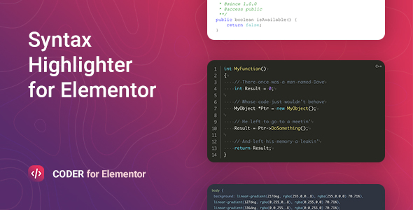Coder – Syntax Highlighter for Elementor - CodeCanyon Item for Sale