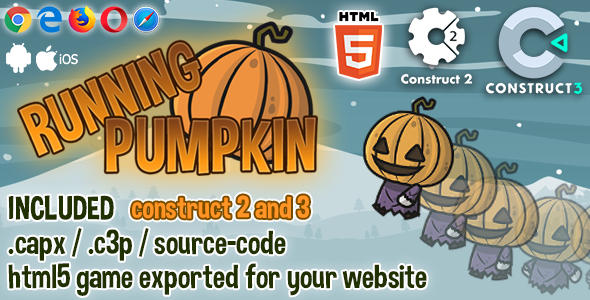 Running Pumpkin HTML5 Game - Construct2 & 3 Source-code - CodeCanyon Item for Sale