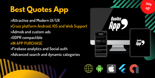 Quotes App + Admin app + Web app - flutter - CodeCanyon Item for Sale