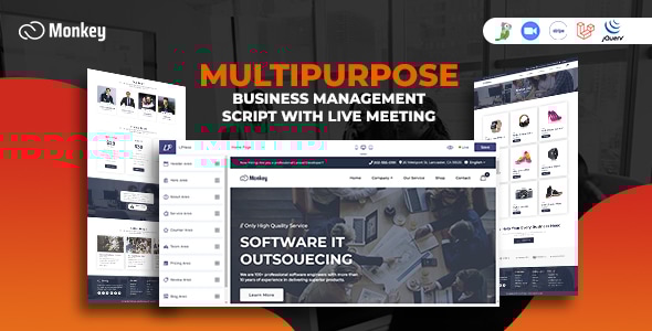 Monkey - Laravel Multipurpose Website CMS & Business Agency Management With Live Meeting - CodeCanyon Item for Sale