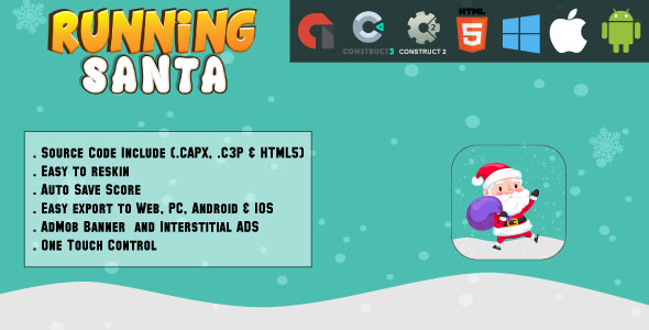 Running Santa - HTML5 Game - Web & Mobile + AdMob (CAPX, C3p and HTML5) - CodeCanyon Item for Sale