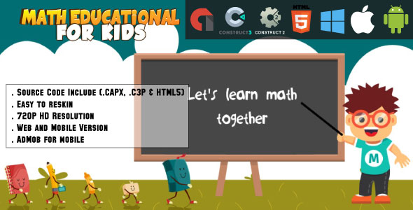 Math Education For Kids - HTML5 Game - Web & Mobile + AdMob (CAPX, C3p ...