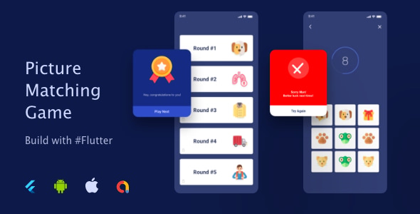 Flutter Picture Match - Memory Game - CodeCanyon Item for Sale