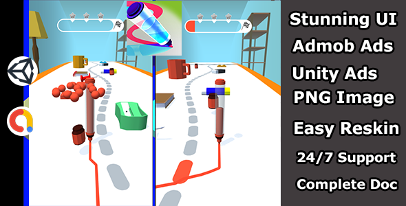 Pen run game Arcade Unity game source code(Admob and Unity ads) - CodeCanyon Item for Sale