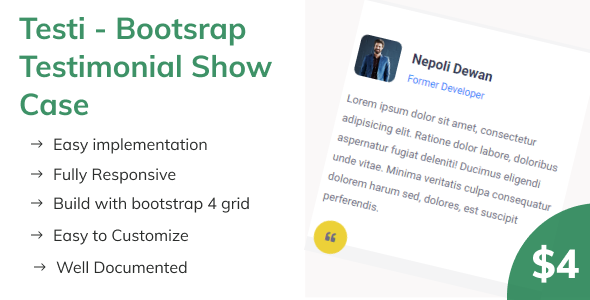 Testi - Bootsrap Testimonial Show Case - CodeCanyon Item for Sale